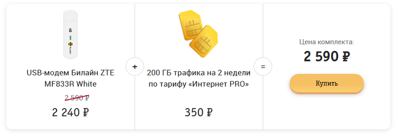 Выгодный комплект с модемом Билайн